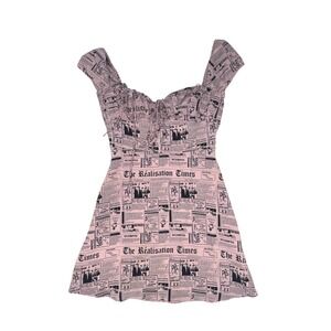 realisation par pink newspaper dress Realisation Par | Dresses | Realisation Par Floral Mini Dress In Pink And  Cream
